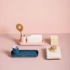 Eleganter bunter Schwammhalter, stilvoller Küchenorganizer