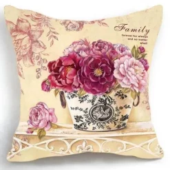 Eleganter Kissenbezug mit Blumenvase – luxuriöser Kissenbezug für die Inneneinrichtung