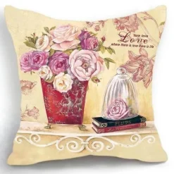 Eleganter Kissenbezug mit Blumenvase – luxuriöser Kissenbezug für die Inneneinrichtung