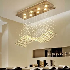 Eleganter Kristall-Regentropfen-Kronleuchter – Luxus-Beleuchtungskörper