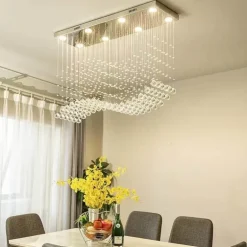 Eleganter Kristall-Regentropfen-Kronleuchter – Luxus-Beleuchtungskörper