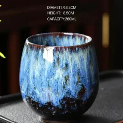 Elegantes handgefertigtes chinesisches Kaffeetassen-Set aus Kiln-Keramik – 250 ml Kung-Fu-Teetassen