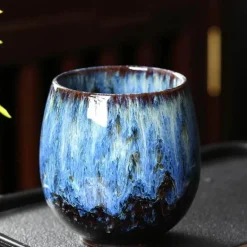 Elegantes handgefertigtes chinesisches Kaffeetassen-Set aus Kiln-Keramik – 250 ml Kung-Fu-Teetassen