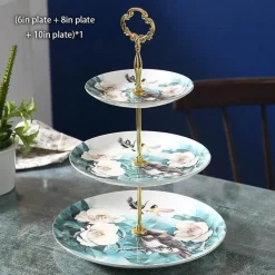 Elegantes Obstteller-Set aus Bone China mit Tortenständer – Buffetgeschirr