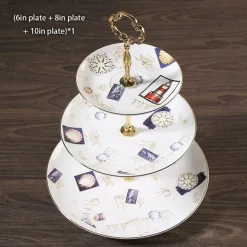 Elegantes Obstteller-Set aus Bone China mit Tortenständer – Buffetgeschirr