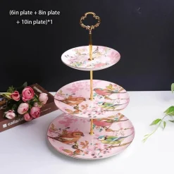 Elegantes Obstteller-Set aus Bone China mit Tortenständer – Buffetgeschirr