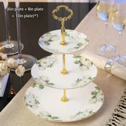 Elegantes Obstteller-Set aus Bone China mit Tortenständer – Buffetgeschirr