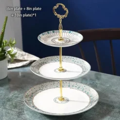 Elegantes Obstteller-Set aus Bone China mit Tortenständer – Buffetgeschirr