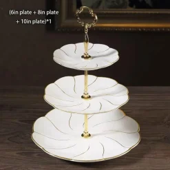 Elegantes Obstteller-Set aus Bone China mit Tortenständer – Buffetgeschirr