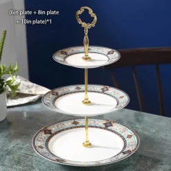 Elegantes Obstteller-Set aus Bone China mit Tortenständer – Buffetgeschirr
