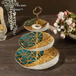 Elegantes Obstteller-Set aus Bone China mit Tortenständer – Buffetgeschirr