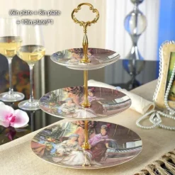 Elegantes Obstteller-Set aus Bone China mit Tortenständer – Buffetgeschirr