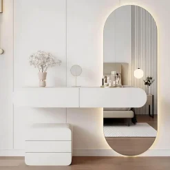 Elegantes Schminktisch-Set - Delinda Frisiertisch mit Hocker