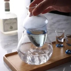 Elegantes Set aus Weinkaraffe und Eiskrug aus Glas – Zubehör für die Hausbar