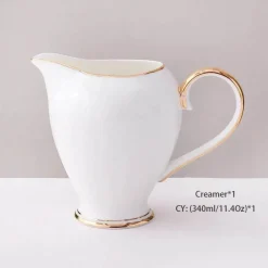 Elegantes Tee- und Kaffeeservice aus Bone China – Weiße und goldene Porzellantassen