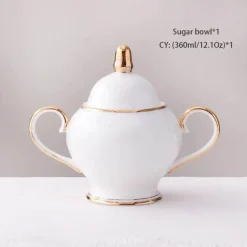 Elegantes Tee- und Kaffeeservice aus Bone China – Weiße und goldene Porzellantassen