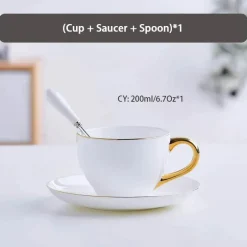 Elegantes Teeservice aus Bone China – Teetassen und Teekanne aus weißem Gold