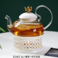 Elegantes Teeservice aus Porzellan mit Kerzenwärmer aus Glas – das perfekte Geschenk für Teeliebhaber