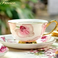 Elegantes Teetassen-Set aus Bone China – 200 ml Kaffeetassen für ein romantisches britisches Café
