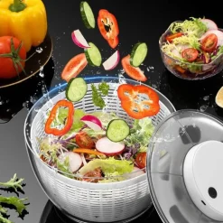 Elektrischer Gemüsetrockner und Salatschleuder, 2-in-1-Küchengerät