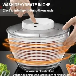 Elektrischer Gemüsetrockner und Salatschleuder, 2-in-1-Küchengerät