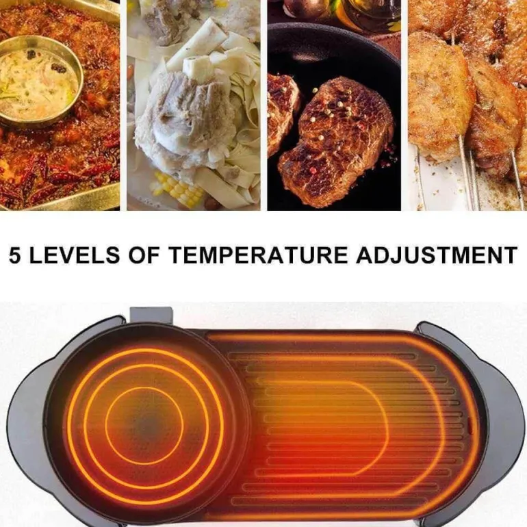 Elektrischer Grill-Hotpot - Antihaft-Grillherd