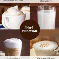 Elektrischer 4-in-1-Milchaufschäumer – Großer Dampfgarer aus Edelstahl