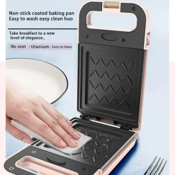 Elektrischer Sandwichtoaster, Waffeleisen – 2-in-1-Frühstücksmaschine