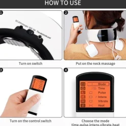 Elektrisches Nackenmassagegerät – Pulstherapie-Entspannungsgerät mit Fernbedienung