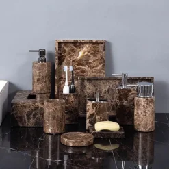 Emperador Dark Marble Bathroom Collection Sleek Luxury for Modern Spaces