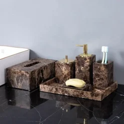 Emperador Dark Marble Bathroom Collection Sleek Luxury for Modern Spaces