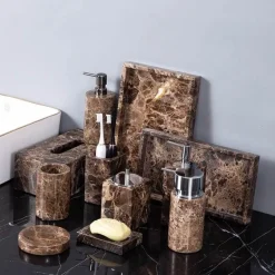 Emperador Dark Marble Bathroom Collection Sleek Luxury for Modern Spaces