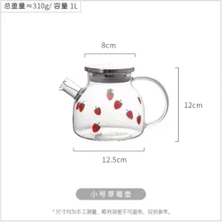 Erdbeer-Glasbecher mit Strohhalm und Deckel – Klarer, hochwertiger Wasserbecher für Milch und Saft