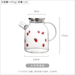 Erdbeer-Glasbecher mit Strohhalm und Deckel – Klarer, hochwertiger Wasserbecher für Milch und Saft