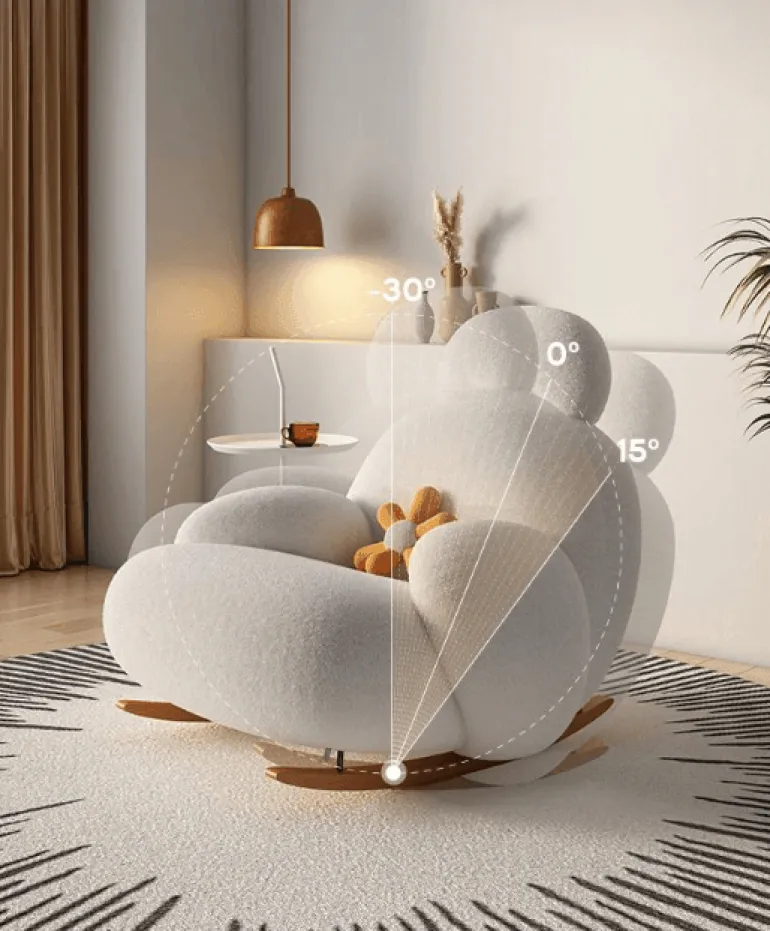 Ergonomic White Lounge Chair - Modern Fluffy Design