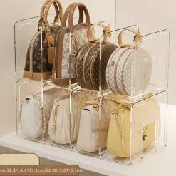 2er-Packung durchsichtiger Handtaschen-Organizer aus Acryl – Schrankteiler mit 4 Fächern