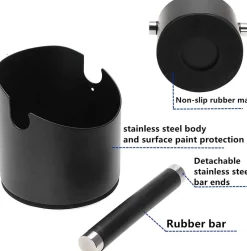 Espresso-Abklopfbehälter – Edelstahl mit abnehmbarer Stange und Gummibasis