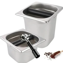 Espresso-Abklopfbehälter aus Edelstahl zur einfachen Entsorgung des Kaffeesatzes