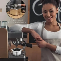 Espresso-Abklopfbehälter aus Edelstahl zur einfachen Entsorgung des Kaffeesatzes