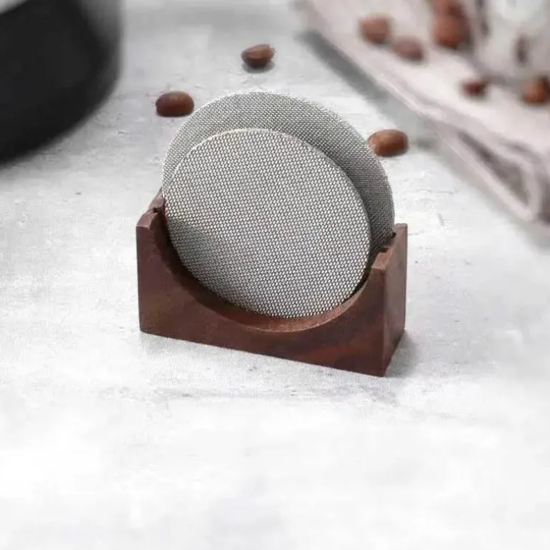 Espresso-Puck-Siebständer für 51–53 mm Siebträger, stilvoller Walnusshalter