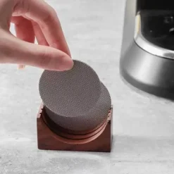 Espresso-Puck-Siebständer für 51–53 mm Siebträger, stilvoller Walnusshalter