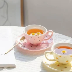 Espressotassen-Set aus Keramik – Hochwertige Tassen mit Untertasse und Löffel