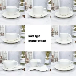 Espressotassen-Set mit Untertasse aus weißem Porzellan – Kaffeetassen aus Keramik