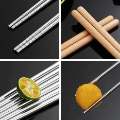 Essstäbchen aus Edelstahl – wiederverwendbares Metallgeschirr für Nudel-Hot Pot