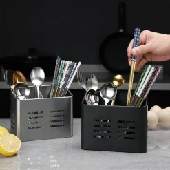 Essstäbchenhalter aus Edelstahl – Abtropfgestell mit 2 Gittern