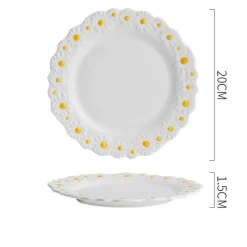 Essteller aus Keramik mit Gänseblümchenprägung – elegantes Blumengeschirr