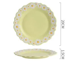 Essteller aus Keramik mit Gänseblümchenprägung – elegantes Blumengeschirr