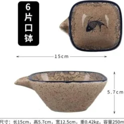 Essteller-Set mit japanischem Fischdruck – einzigartiges Keramikgeschirr