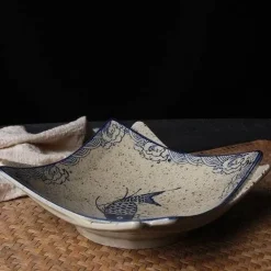 Essteller-Set mit japanischem Fischdruck – einzigartiges Keramikgeschirr