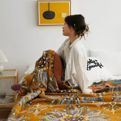 Ethnische Baumwolldecke & Überwurf – Boho Floral Gauze Sommerdecke